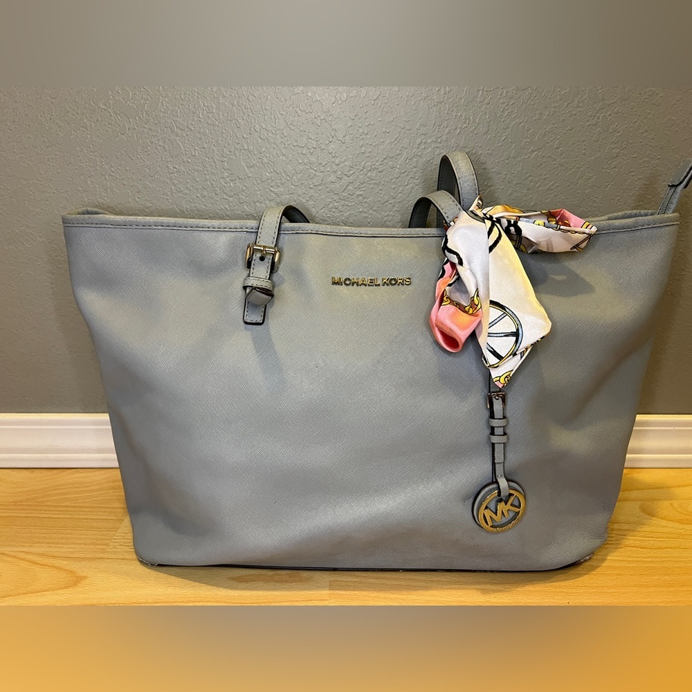 Michael Kors Light Blue Saffiano Leather Tote